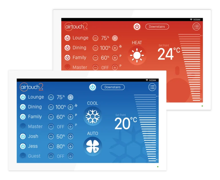 Different air conditioning modes on the AirTouch 2 Plus console.