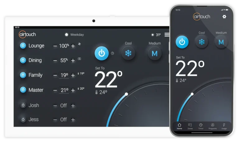 AirTouch 5 Smart Air Conditioning Controller and WiFi enabled app.