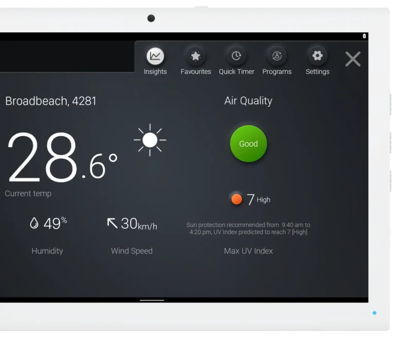 Monitor the local air quality with the wall panel.