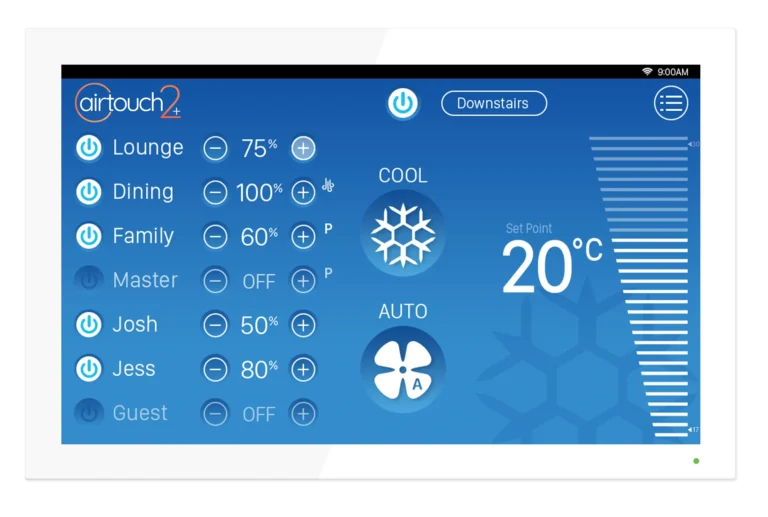 AirTouch 2 plus smart AC controller in cool mode.