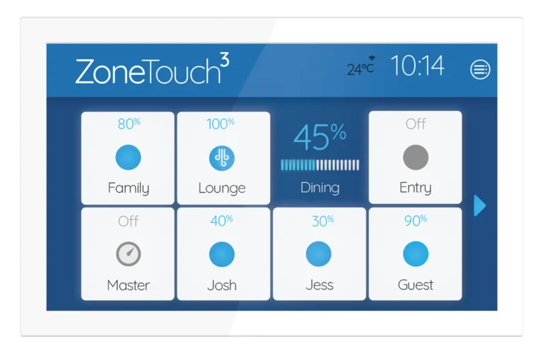 ZoneTouch 3 in default blue theme mode.