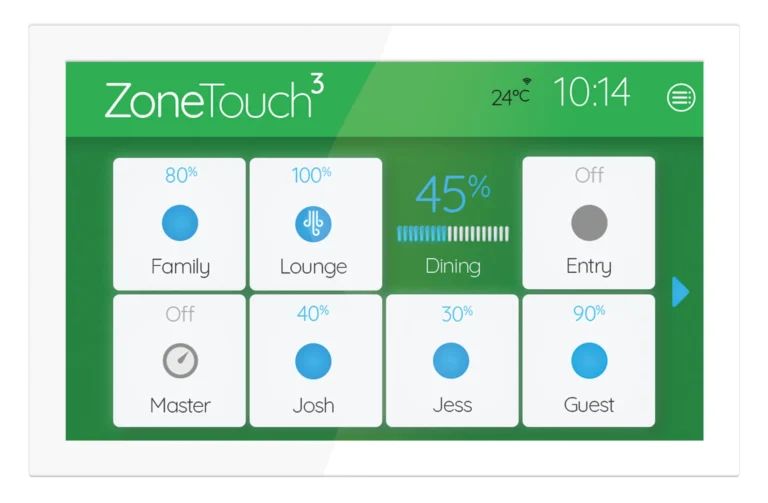 ZoneTouch 3 in green theme mode.
