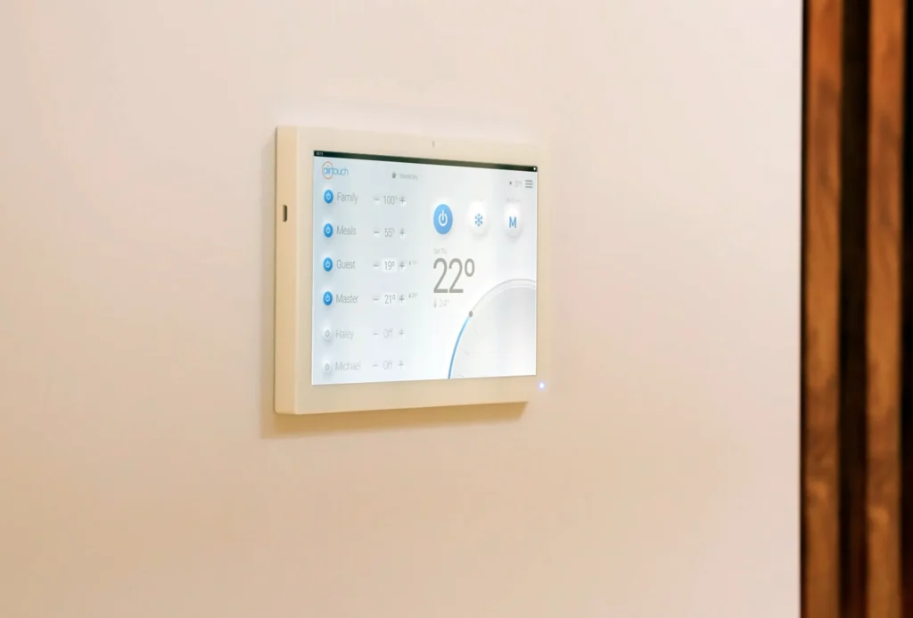 Smart home control panel on the wall.