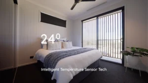 Smart temperature control with wireless sensors in the guest bedroom.