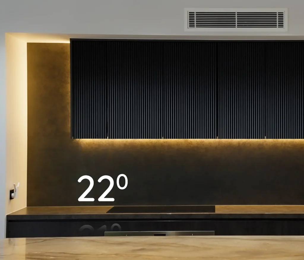 Smart lighting and temperature control in a Queensland townhouse.